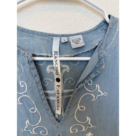 Rancho Estancia Denim Cross Embroidered Western‎ Dress Small - Picture 2 of 10